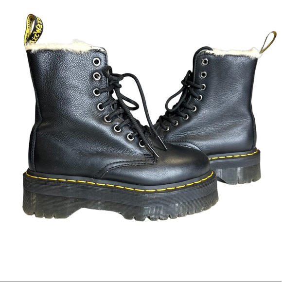 Dr. Marten Jadon Faux Fur Lined Leather Platform Boot  Sz 5 - Picture 3 of 13